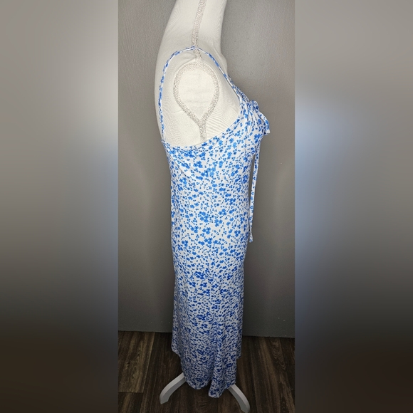 SHEIN Midi White /Blue Floral Drawstring Cami Dress Very Soft High Stretch Small - Picture 6 of 12